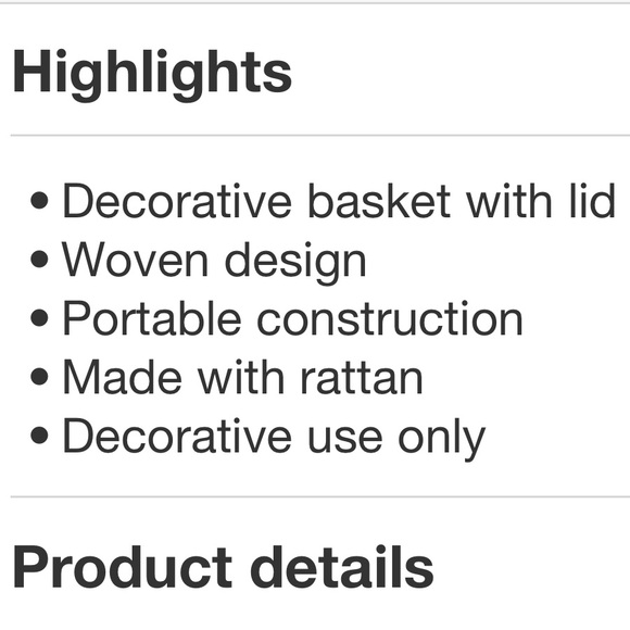 HEARTH & HAND NWT woven basket with lid -natural -medium -4x6 - Picture 6 of 8